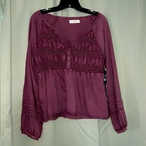 Maroon Lucky Brand Long sleeve Blouse